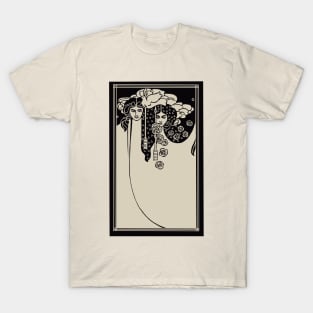 Art Nouveau Ladies (cream on black) T-Shirt